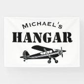 Aangepaste Naam Hangar Vliegtuigpiloot Luchtvaart  Spandoek (Horizontaal)