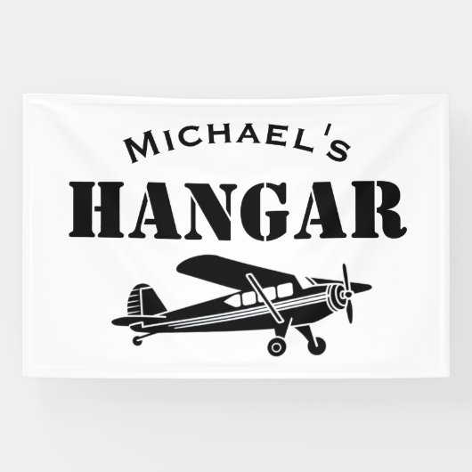 Aangepaste Naam Hangar Vliegtuigpiloot Luchtvaart  Spandoek (Horizontaal)