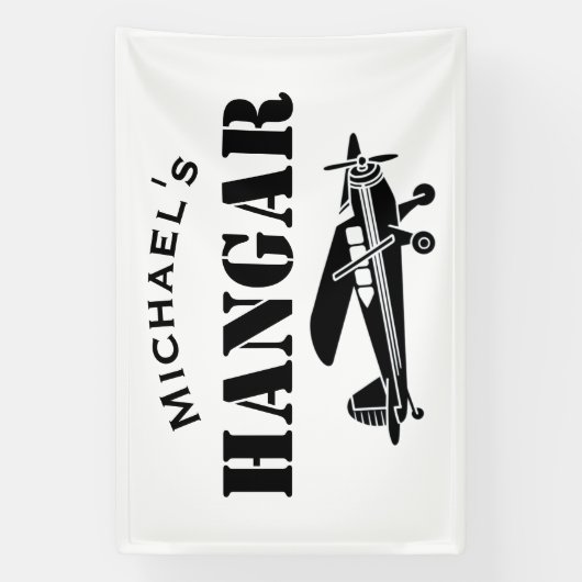 Aangepaste Naam Hangar Vliegtuigpiloot Luchtvaart  Spandoek (Verticaal)