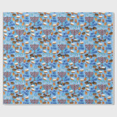 Aangepaste naam Hanukkah Wrapping Paper Dreidel Cadeaupapier (Vlak)