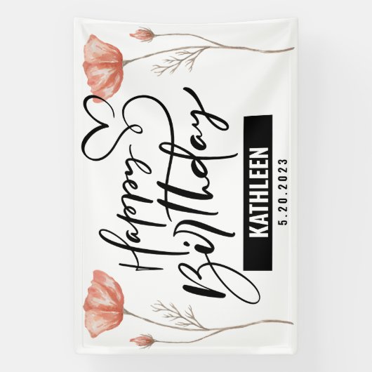 Aangepaste Naam Happy Birthday Banner Gift voor Vr (Verticaal)