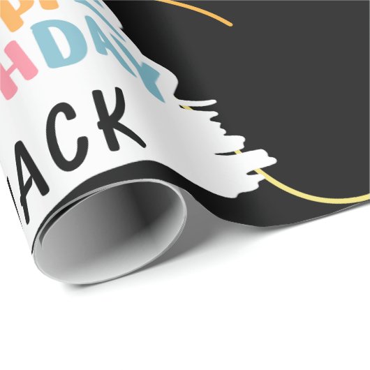 Aangepaste naam Happy Birthday Black Cadeaupapier (Rol Hoek)