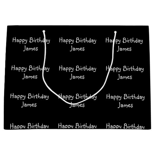 Aangepaste naam Happy Birthday Black Groot Cadeauzakje (Voorkant)