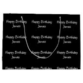 Aangepaste naam Happy Birthday Black Groot Cadeauzakje (Achterkant)