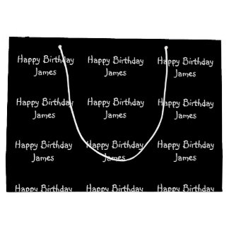 Aangepaste naam Happy Birthday Black Groot Cadeauzakje