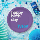 Aangepaste naam Happy Birthday Minimale moderne pa Papieren Bordje (Feest)