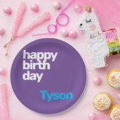 Aangepaste naam Happy Birthday Minimale moderne pa Papieren Bordje (Feest)