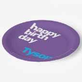 Aangepaste naam Happy Birthday Minimale moderne pa Papieren Bordje (Gekanteld)