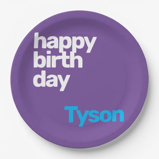 Aangepaste naam Happy Birthday Minimale moderne pa Papieren Bordje (Voorkant)