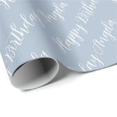 Aangepaste naam Happy Birthday Script Cadeau Cadeaupapier (Rol Hoek)