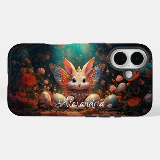Aangepaste naam Happy Easter Bunny met paaseieren Case-Mate iPhone Case (Achterkant (horizontaal))