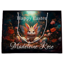 Aangepaste naam Happy Easter Bunny met paaseieren Groot Cadeauzakje