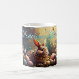 Aangepaste naam Happy Easter Bunny met paaseieren Koffiemok