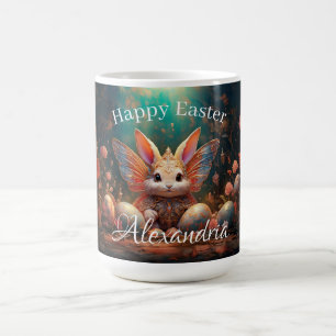 Aangepaste naam Happy Easter Bunny met paaseieren Koffiemok