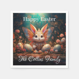 Aangepaste naam Happy Easter Bunny met paaseieren Servet