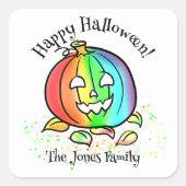 Aangepaste naam Happy Halloween Pride Pumpkin Fun  Vierkante Sticker (Voorkant)
