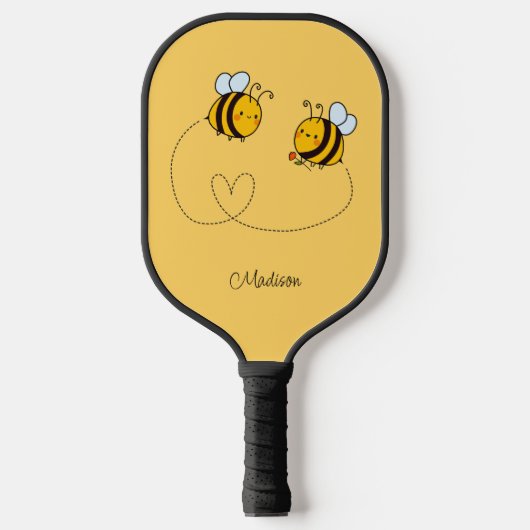 Aangepaste naam Happy Love Bees Pickleball Paddle (Voorkant)