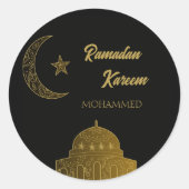 Aangepaste naam Happy Ramadan Kareem 2025 Ronde Sticker (Voorkant)