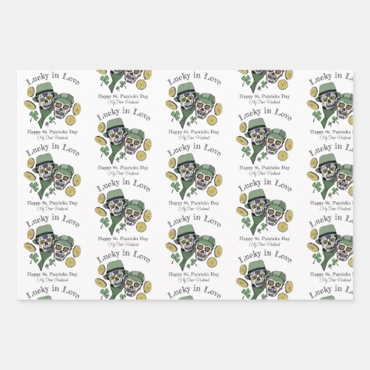 Aangepaste naam Happy St Patricks Day Sugar Skull Inpakpapier Vel (Voorkant 3)