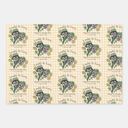 Aangepaste naam Happy St Patricks Day Sugar Skull Inpakpapier Vel (Voorkant 2)