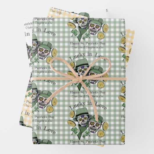 Aangepaste naam Happy St Patricks Day Sugar Skull Inpakpapier Vel (In situ)