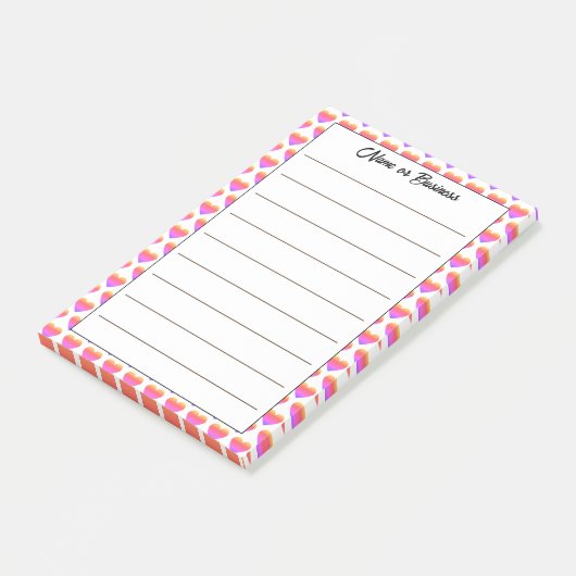 Aangepaste naam hart patroon notities post-it® notes (Schuin)