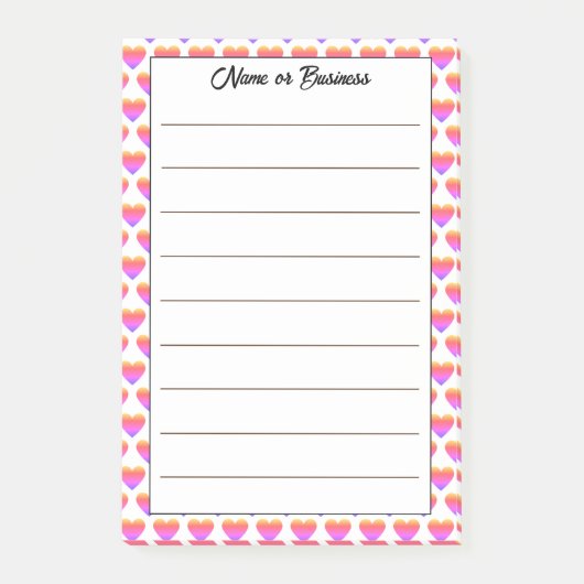 Aangepaste naam hart patroon notities post-it® notes (Voorkant)