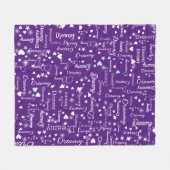 Aangepaste naam, harten en sterren overal paarse fleece deken (Voorkant (Horizontaal))