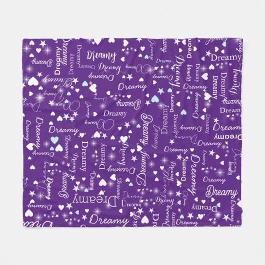 Aangepaste naam, harten en sterren overal paarse fleece deken (Voorkant (Horizontaal))