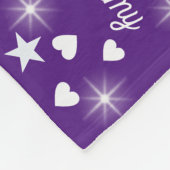 Aangepaste naam, harten en sterren overal paarse fleece deken (Hoek)