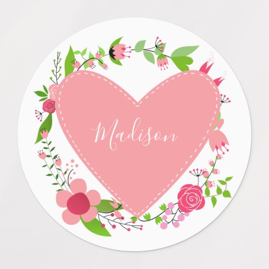 Aangepaste naam Hartlabels Labels (Design 1)