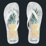 Aangepaste naam Hawaiian Marble Pineapple Bridesma Teenslippers<br><div class="desc">Gepersonaliseerde naam Hawaiian Marble Pineapple Bridesmaid Gifts Teenslippers.</div>