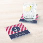 Aangepaste naam hedendaags rood anker glazen onderzetter (Schuin)