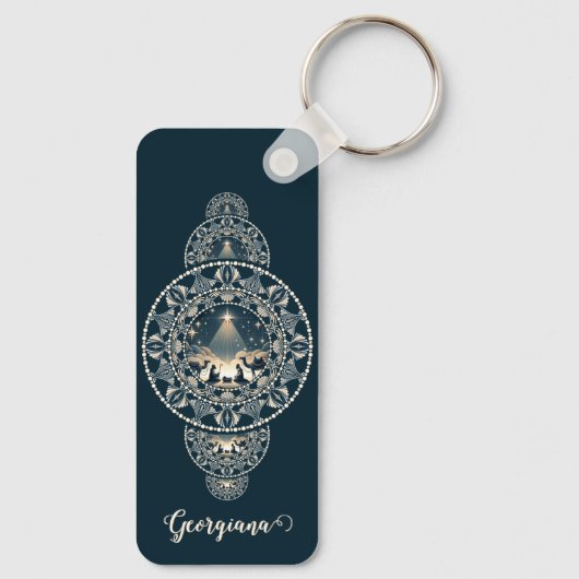 Aangepaste Naam Heilige Ster van Wonder Siermandal Sleutelhanger (Achterkant)