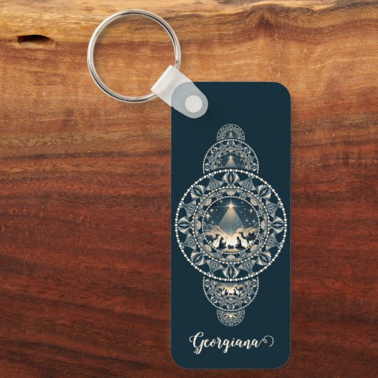 Aangepaste Naam Heilige Ster van Wonder Siermandal Sleutelhanger (Voorkant)