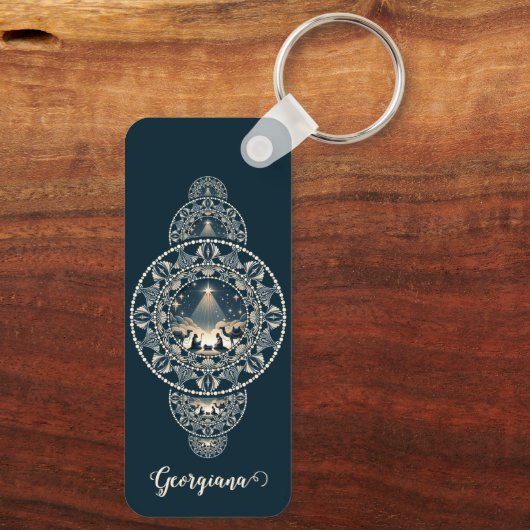 Aangepaste Naam Heilige Ster van Wonder Siermandal Sleutelhanger (Achterkant)