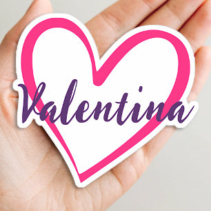 Aangepaste naam helder roze hartvorm trendy stijlv sticker