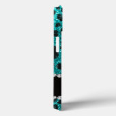 Aangepaste naam heldere aqua glitter leopard print Case-Mate iPhone case (Achterkant / Rechts)