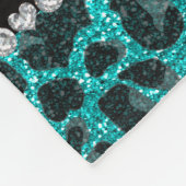 Aangepaste naam heldere aqua glitter leopard print fleece deken (Hoek)