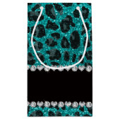 Aangepaste naam heldere aqua glitter leopard print klein cadeauzakje (Achterkant)
