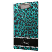 Aangepaste naam heldere aqua glitter leopard print klembord (Links)