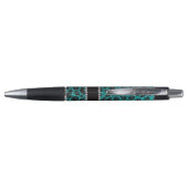 Aangepaste naam heldere aqua glitter leopard print pen (Achterkant)