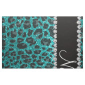 Aangepaste naam heldere aqua glitter leopard print stof (Fat Quarter)