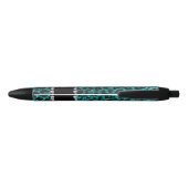 Aangepaste naam heldere aqua glitter leopard print zwarte inkt pen (Achterkant)