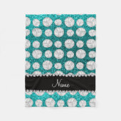 Aangepaste naam heldere aqua glitter volleyballen fleece deken (Voorkant)