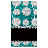 Aangepaste naam heldere aqua glitter volleyballen klein cadeauzakje (Achterkant)