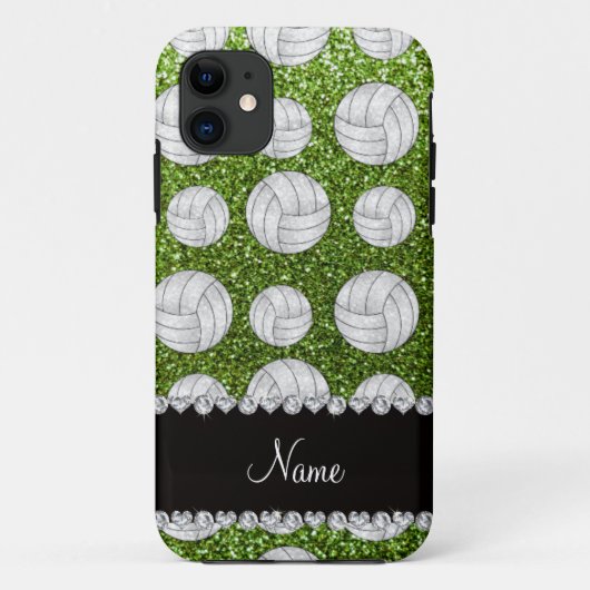 Aangepaste naam heldere groene glitter volleyballe Case-Mate iPhone case (Achterkant)