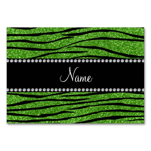 Aangepaste naam heldere groene glitterzebrastrepen kaart (Voorkant)