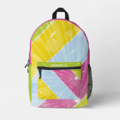 Aangepaste naam heldere kleurrijke checkers bedrukte rugzak (Voorkant)