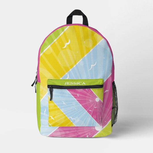 Aangepaste naam heldere kleurrijke checkers bedrukte rugzak (Voorkant)